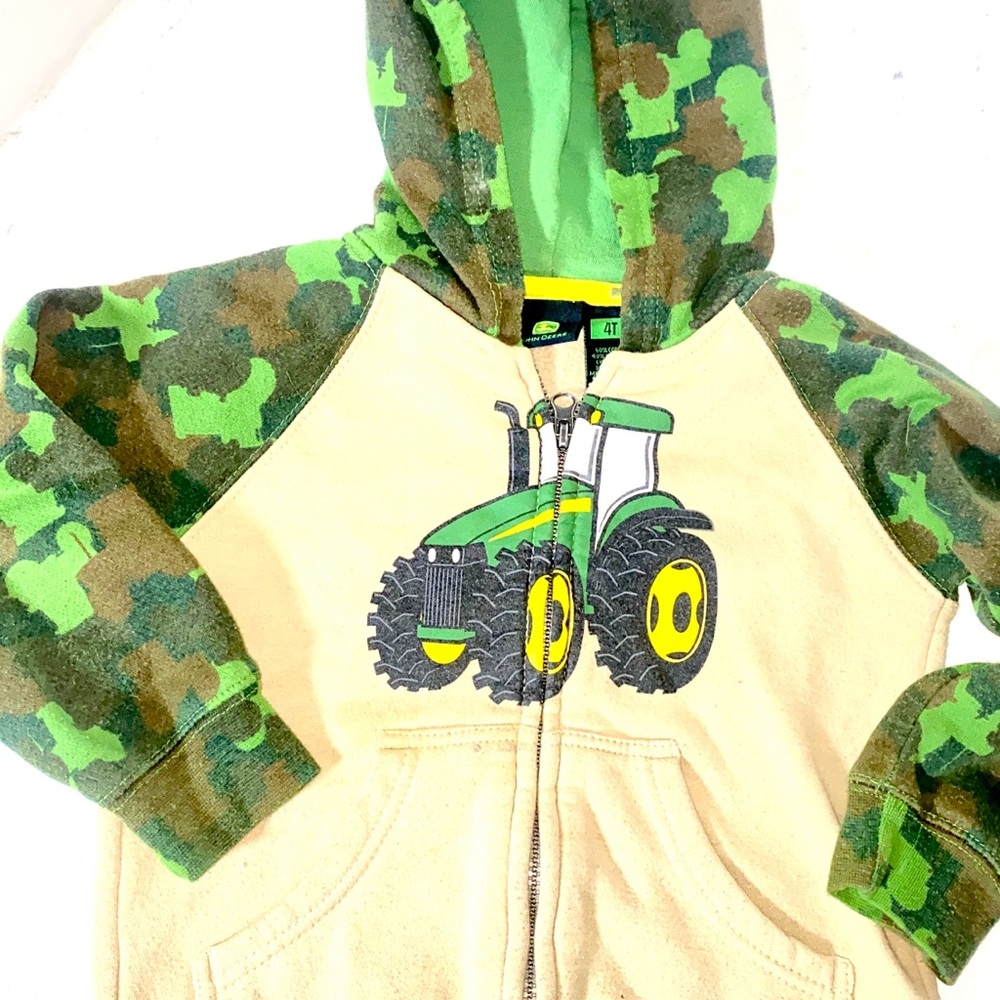 John Deere Beige Hoodie with Green Logo 
 size 4T